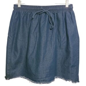 Shein Curve | Women's Denim Circle Skirt With Frayed or Raw Hems (Size 1XL)